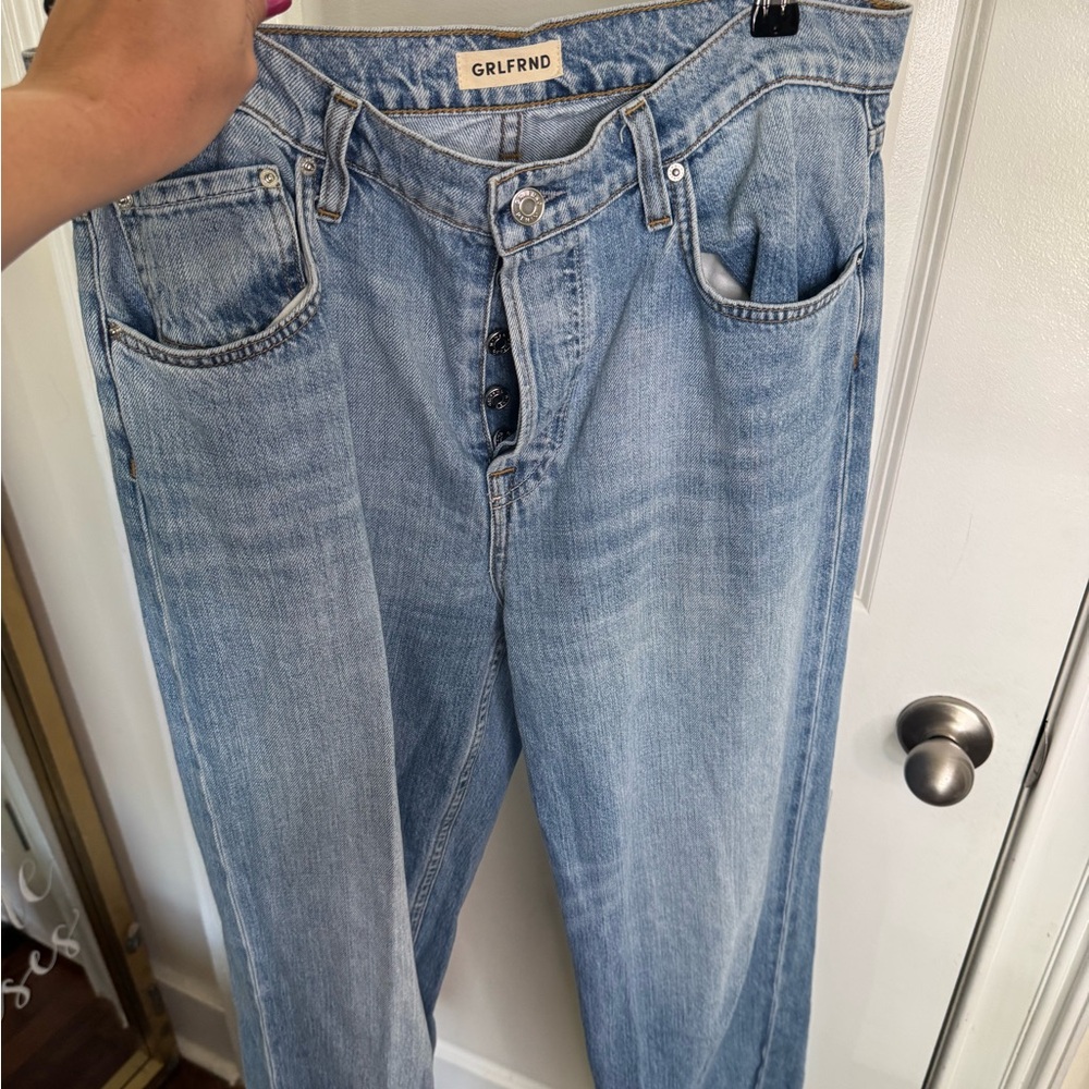 GRLFRND Light Wash Button Fly Jeans
